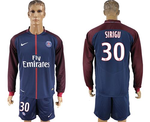 Paris Saint-Germain #30 Sirigu Home Long Sleeves Soccer Club Jersey